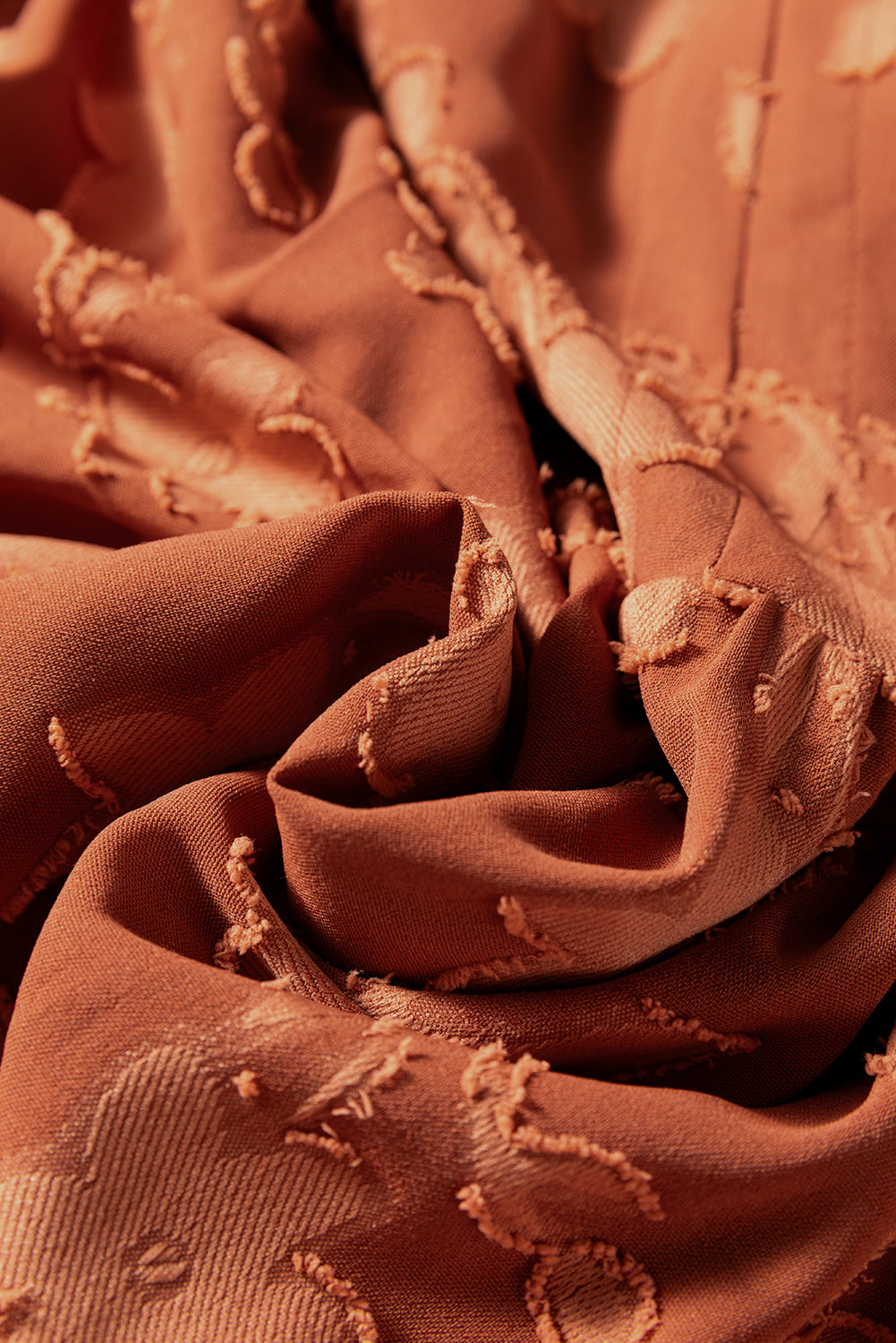 Cinnamon Plus Size Textured 3D Flower Pattern Ruffle Hem Long Dress