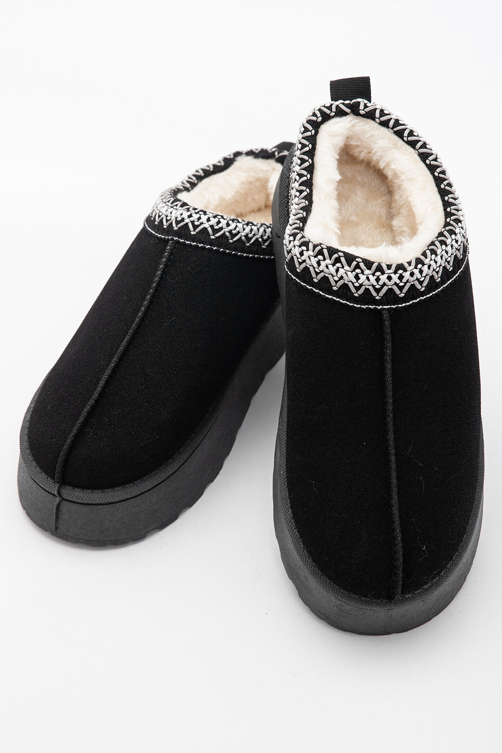 Schneestiefel aus Wildleder mit Kontrastmuster und Plüschfutter