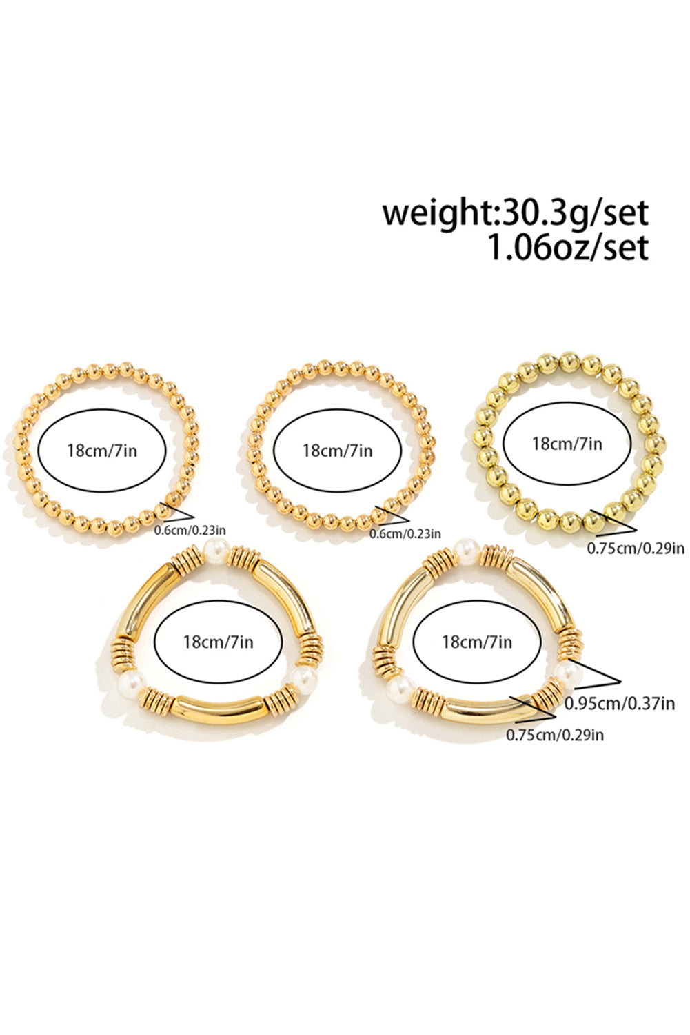 5-teiliges Armbandset mit Perlen
