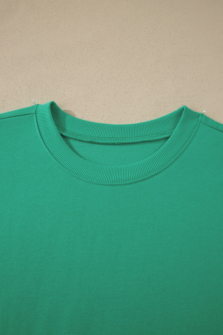 Sea Green Solid Color Loose Tee Drawstring Shorts 2pcs Outfit