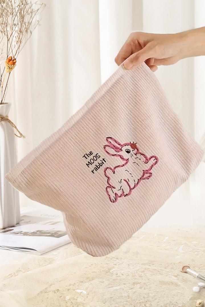 Easter Rabbit Print Corduroy Makeup Storage Bag