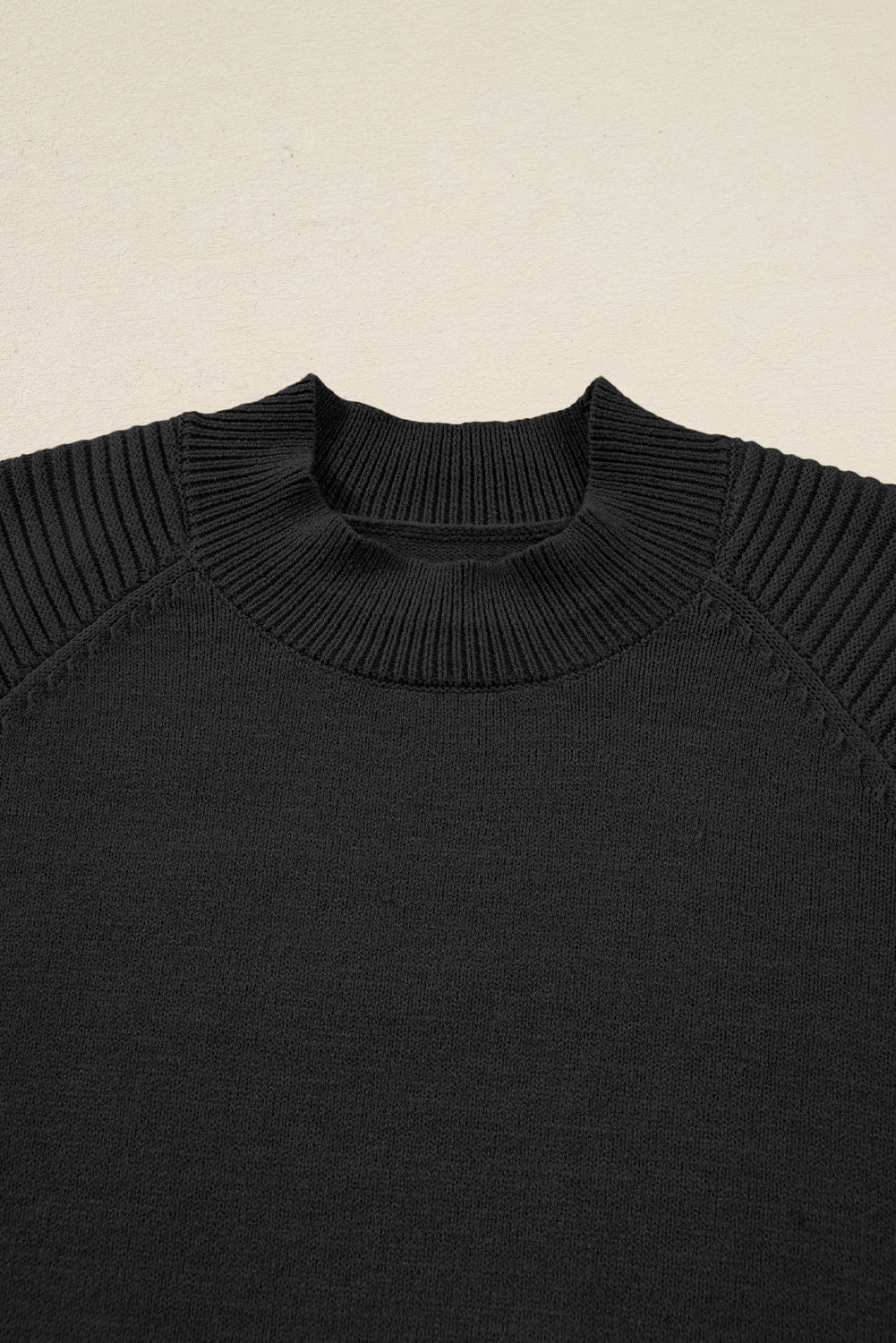Black High Neck Sweater Pleated Mini Skirt 2pcs Knitted Outfit