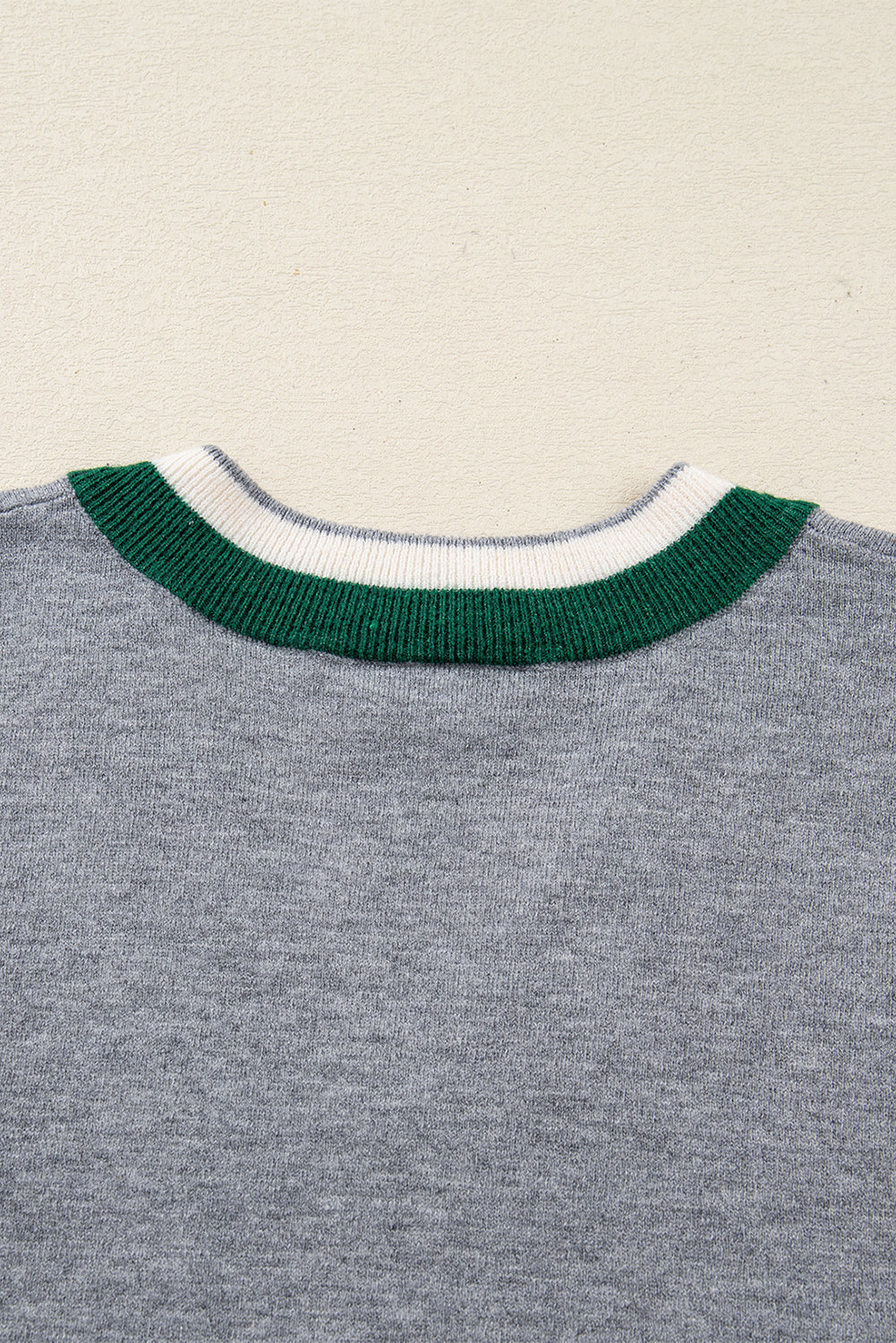 Contrast Striped Trim V Neck Varsity Sweater