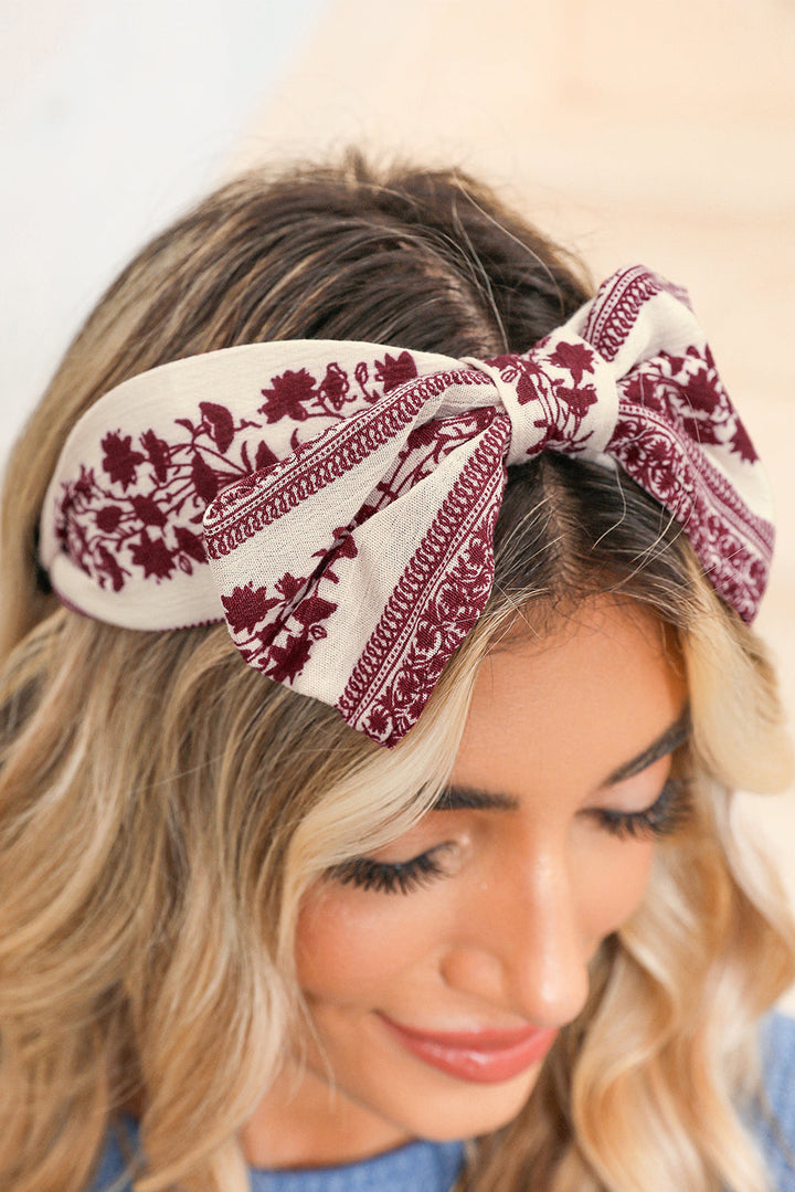Retro Floral Vine Printed Bow Knot Headband