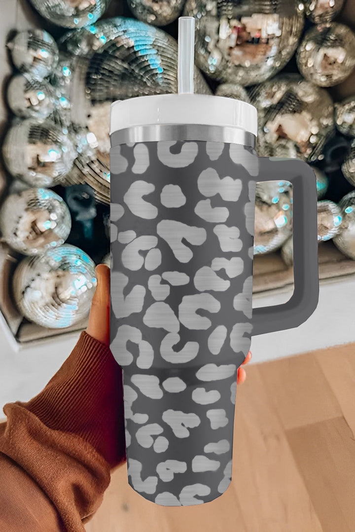 Tasse portable en acier inoxydable à imprimé léopard 40 oz avec poignée