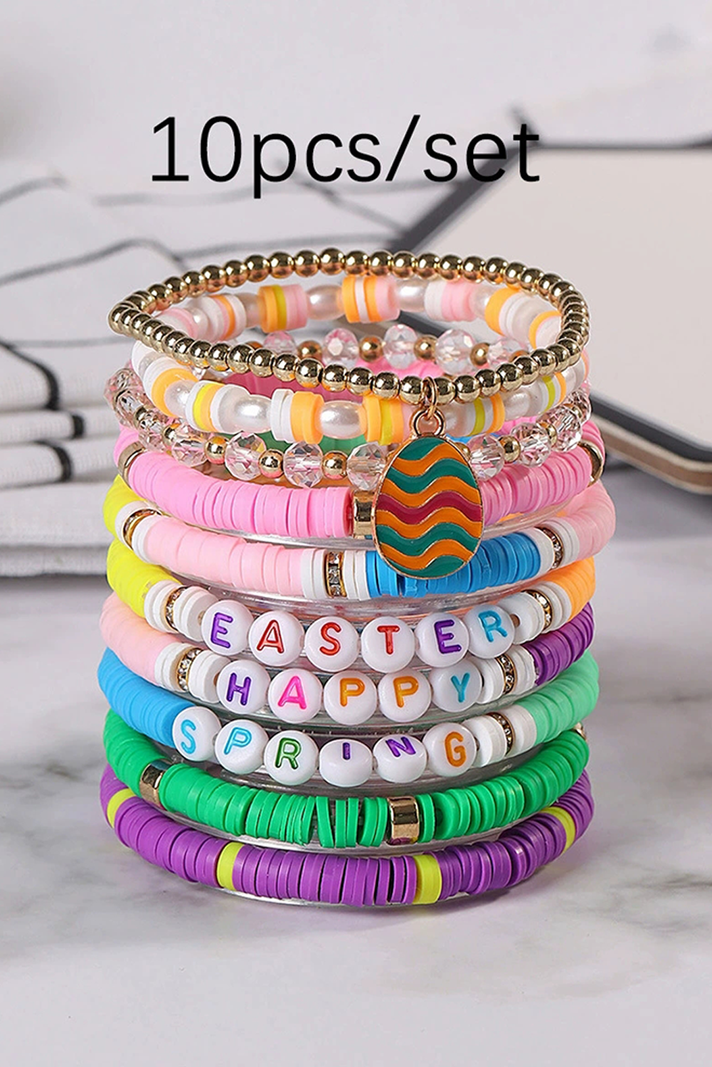 Bracelet de perles en pâte polymère Joyeuses Pâques
