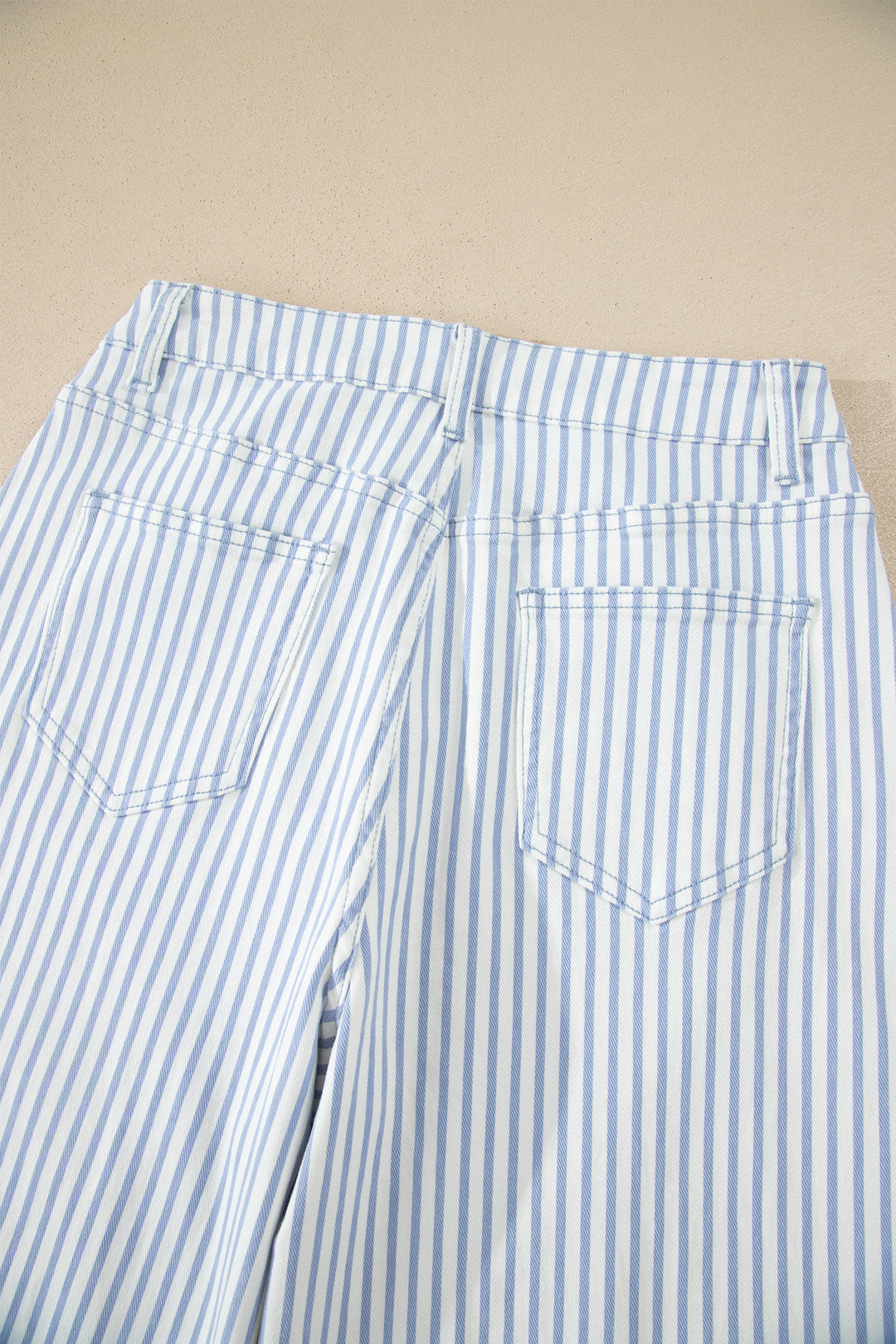 Sky Blue Stripe Casual Barrel Jeans