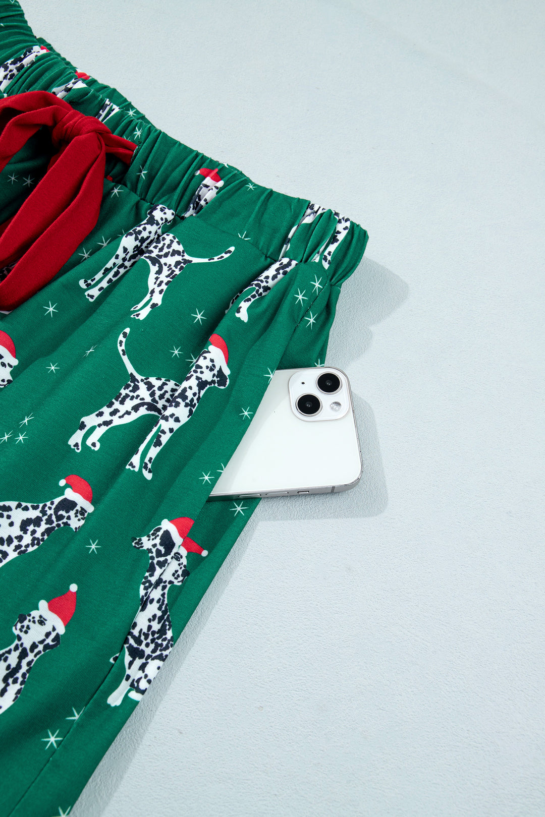 Green Long Sleeve Dog Print Two Piece Shift Lounge Set
