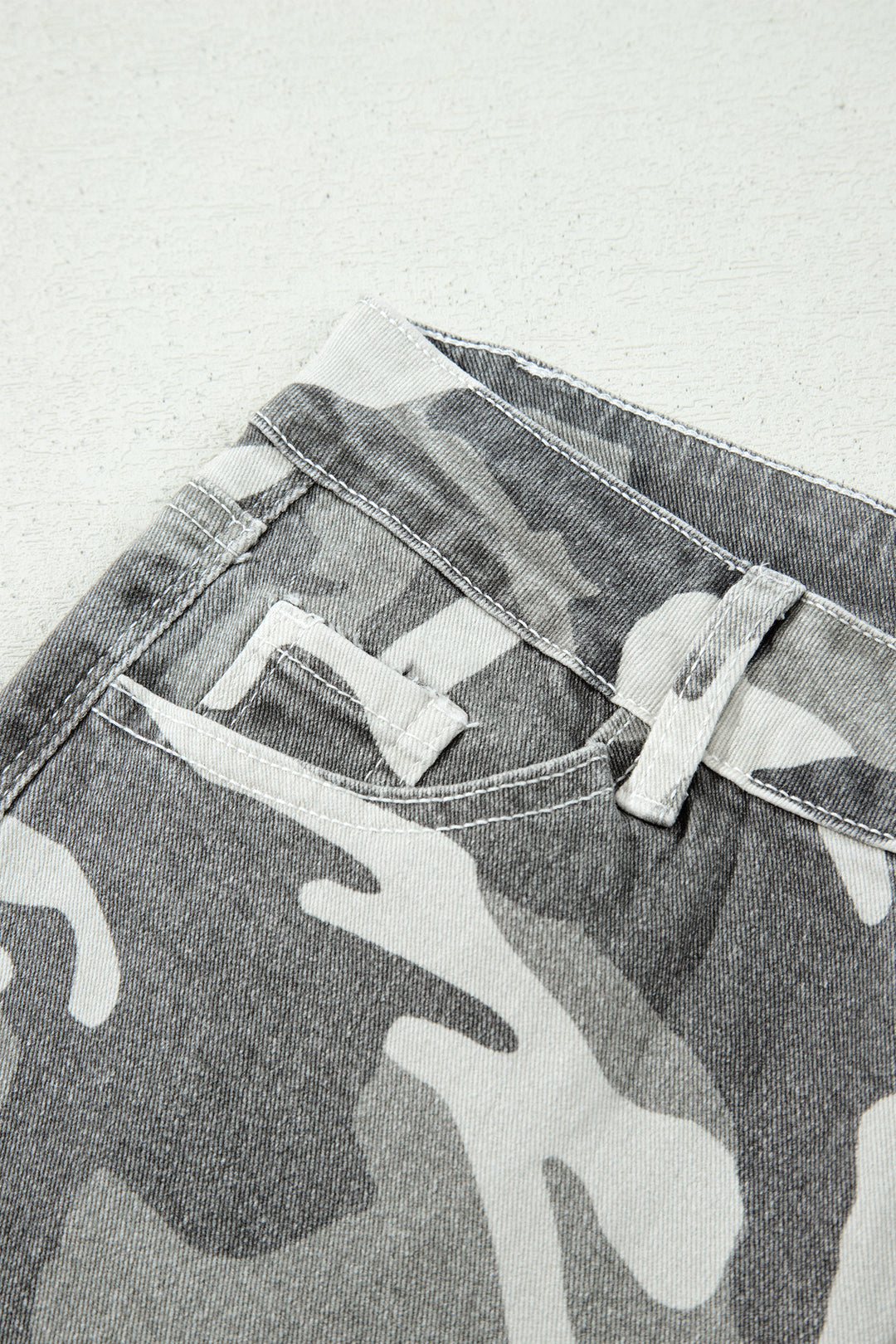 Green Camo Pattern Cotton Denim Shift Jeans