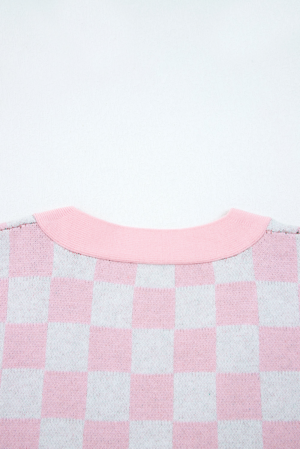 Checkered Christmas Tree Pattern Button V Neck Cardigan Sweater