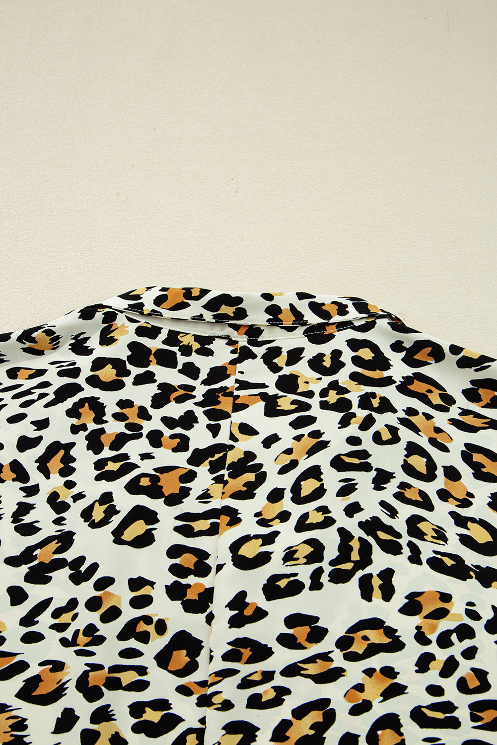 Leopard Print Contrast Striped V Neck Blouse