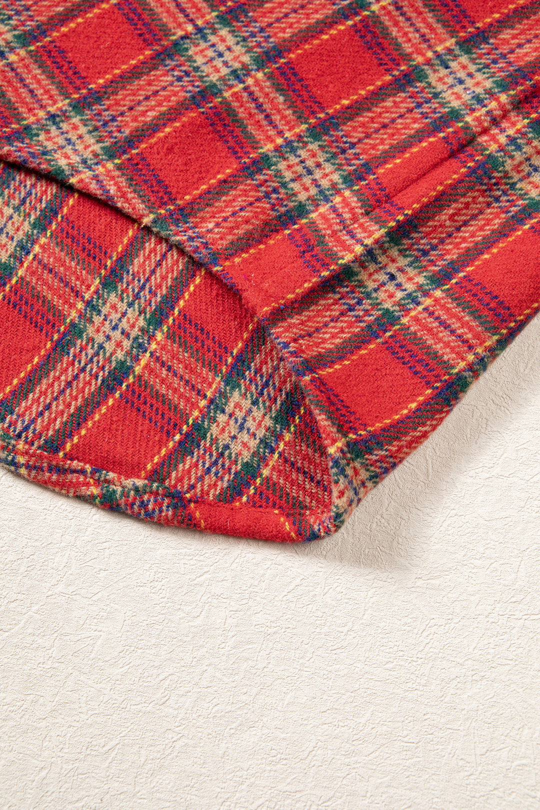 Red Casual Plaid Color Block Collared Button Shacket