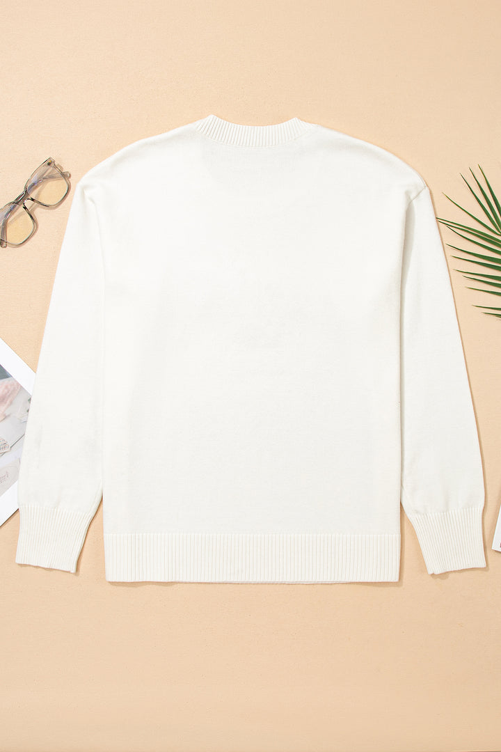 Colorful Holly Jolly Christmas Knit Loose Sweater