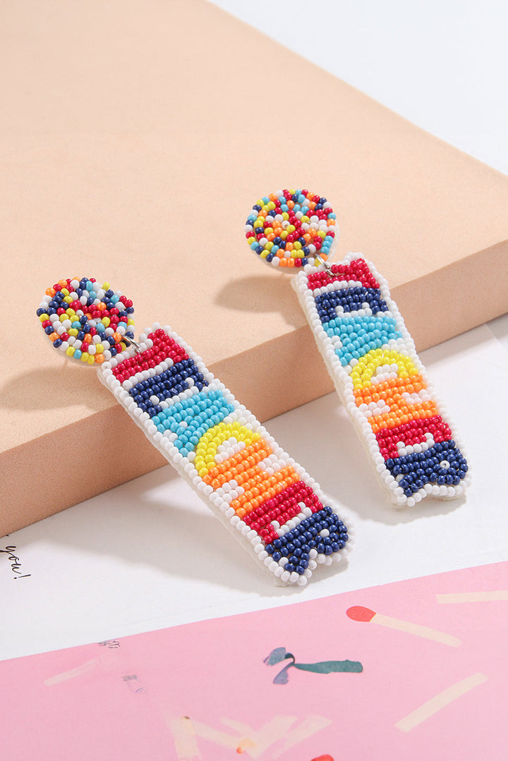TEACHER Rice Bead Dangle Earrings