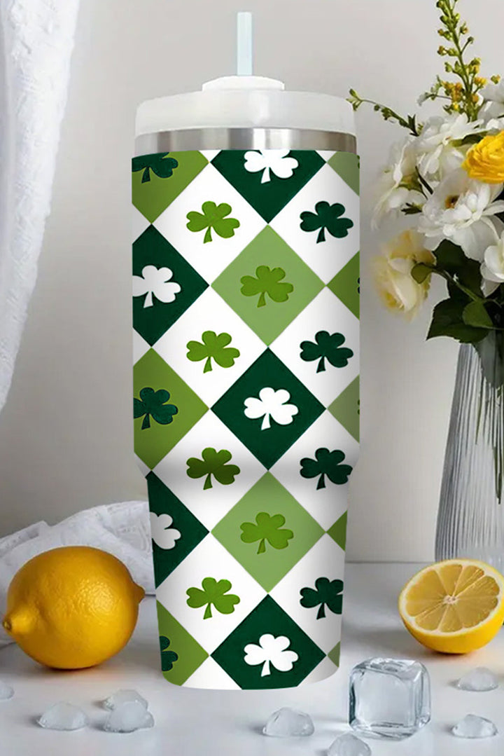 Grand gobelet en paille à imprimé à carreaux Clover sans anse 40 oz