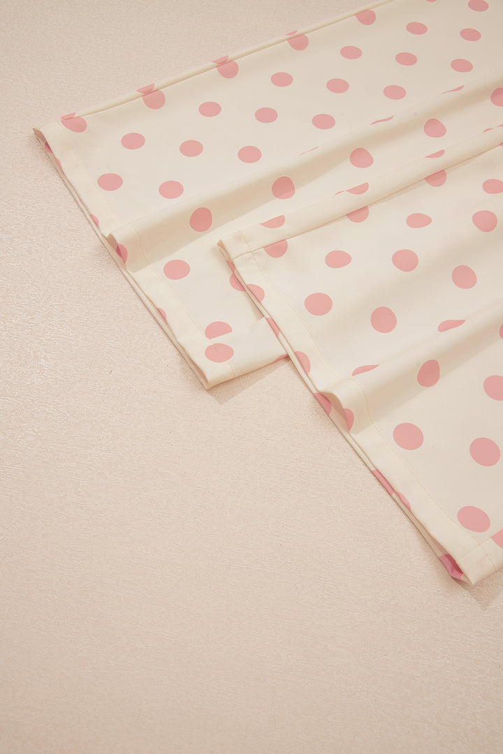 White Polka Dot Print Patched Pocket Mid-rise Straight Leg Pants