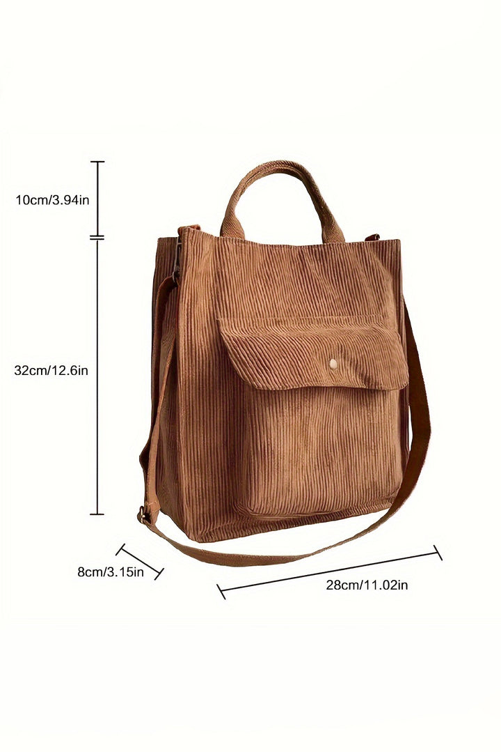 Detachable Shoulder Strap Large Corduroy Bag