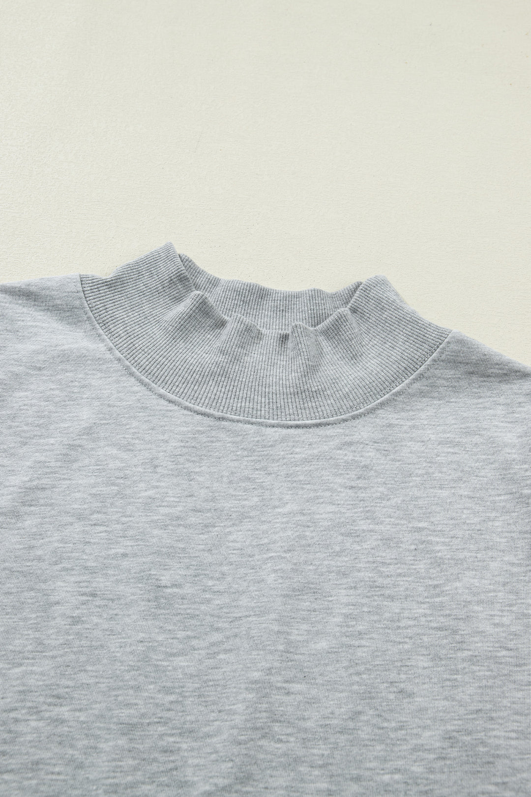 Light Grey Solid Color High Neck Cap Sleeve Loose Top