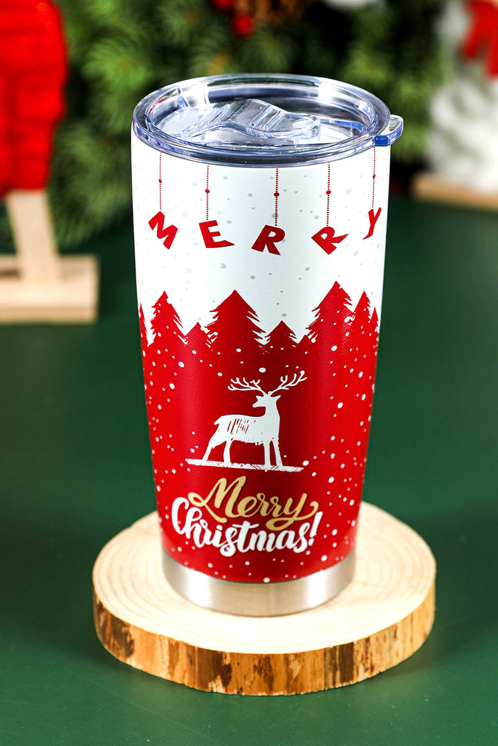 Christmas Tree Elk Print Stainless Steel Tumbler 20 OZ