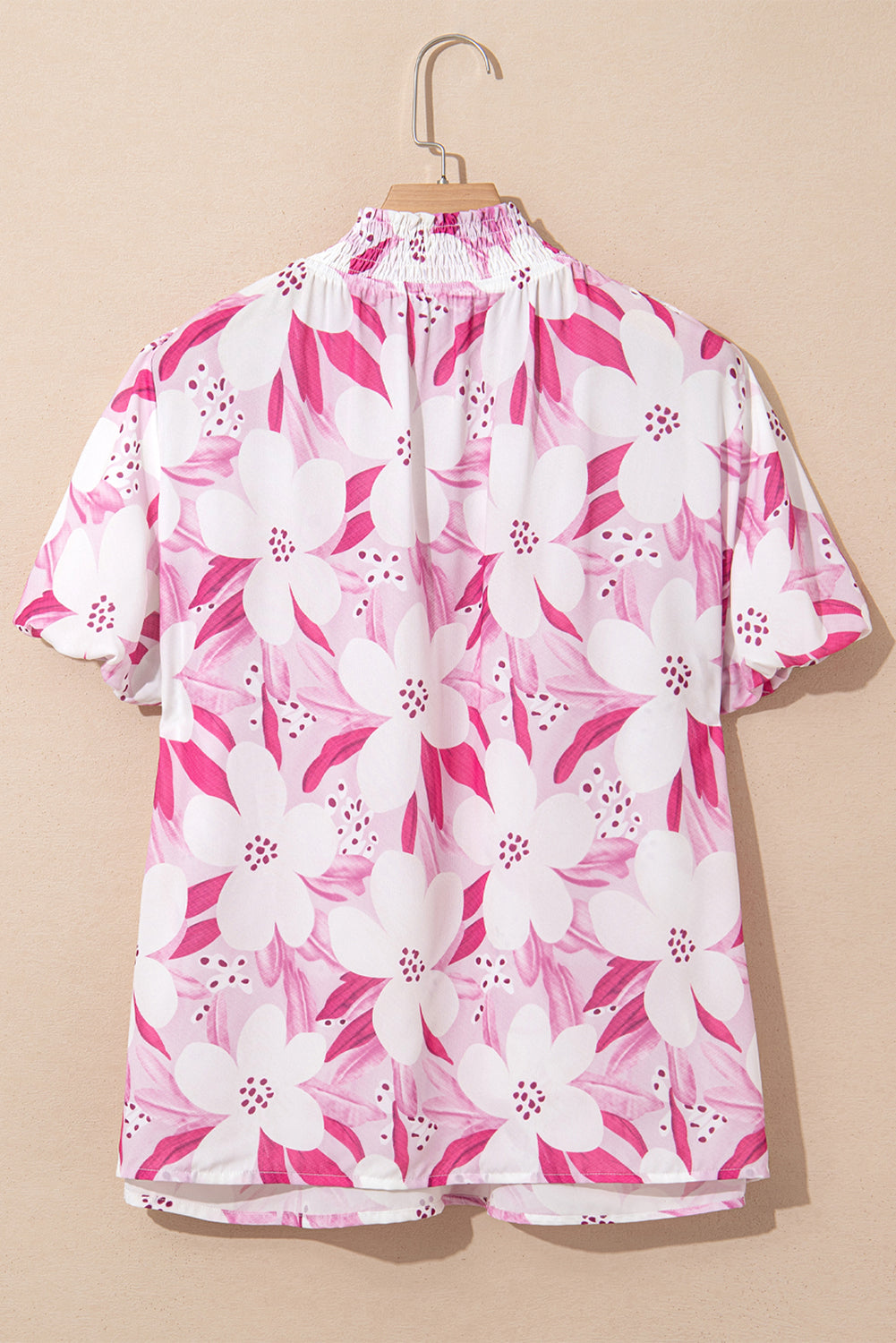 floral frilled collar short sleeve blouse top