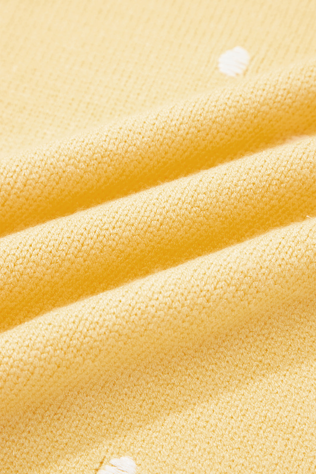 Yellow Cream Elegant Polka Dot Bubble Short Sleeve Sweater