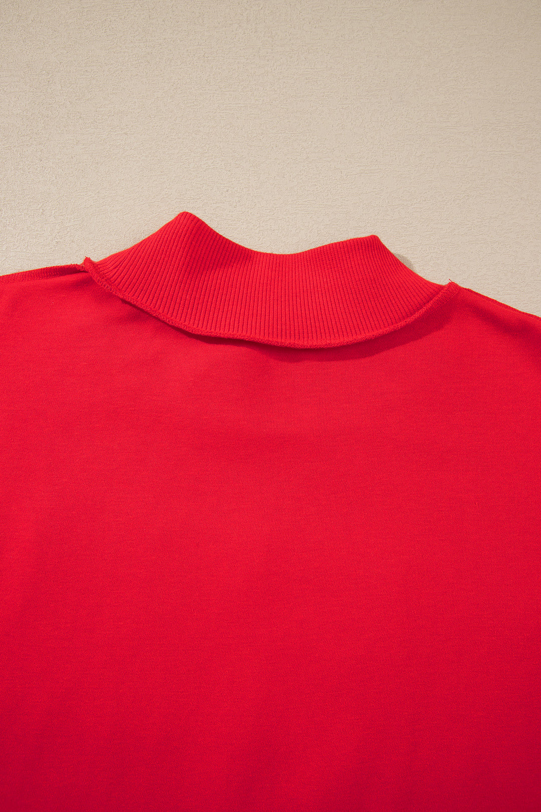 Fiery Red Embroidered Merry Slogan Stand Neck Long Sleeve Shift Sweatshirt