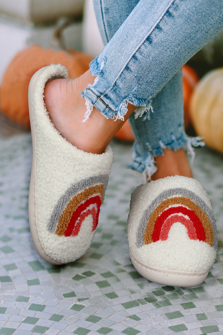Bright  Rainbow Plush Winter Home Slippers
