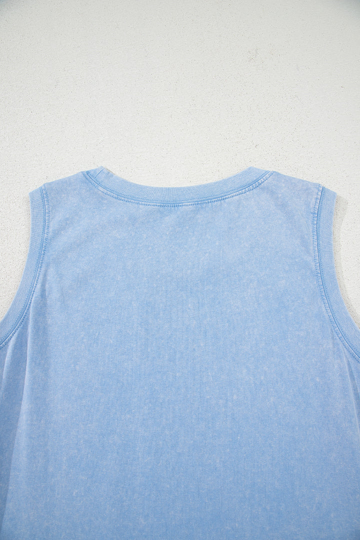 Beau Blue Mineral Wash Tank Mini Dress with Pockets
