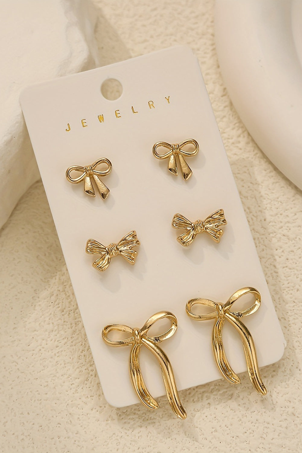 Plated Stainless Alloy Bow Earring Set