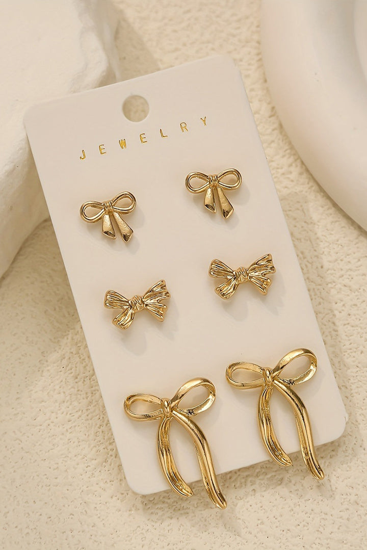 Plated Stainless Alloy Bow Earring Set