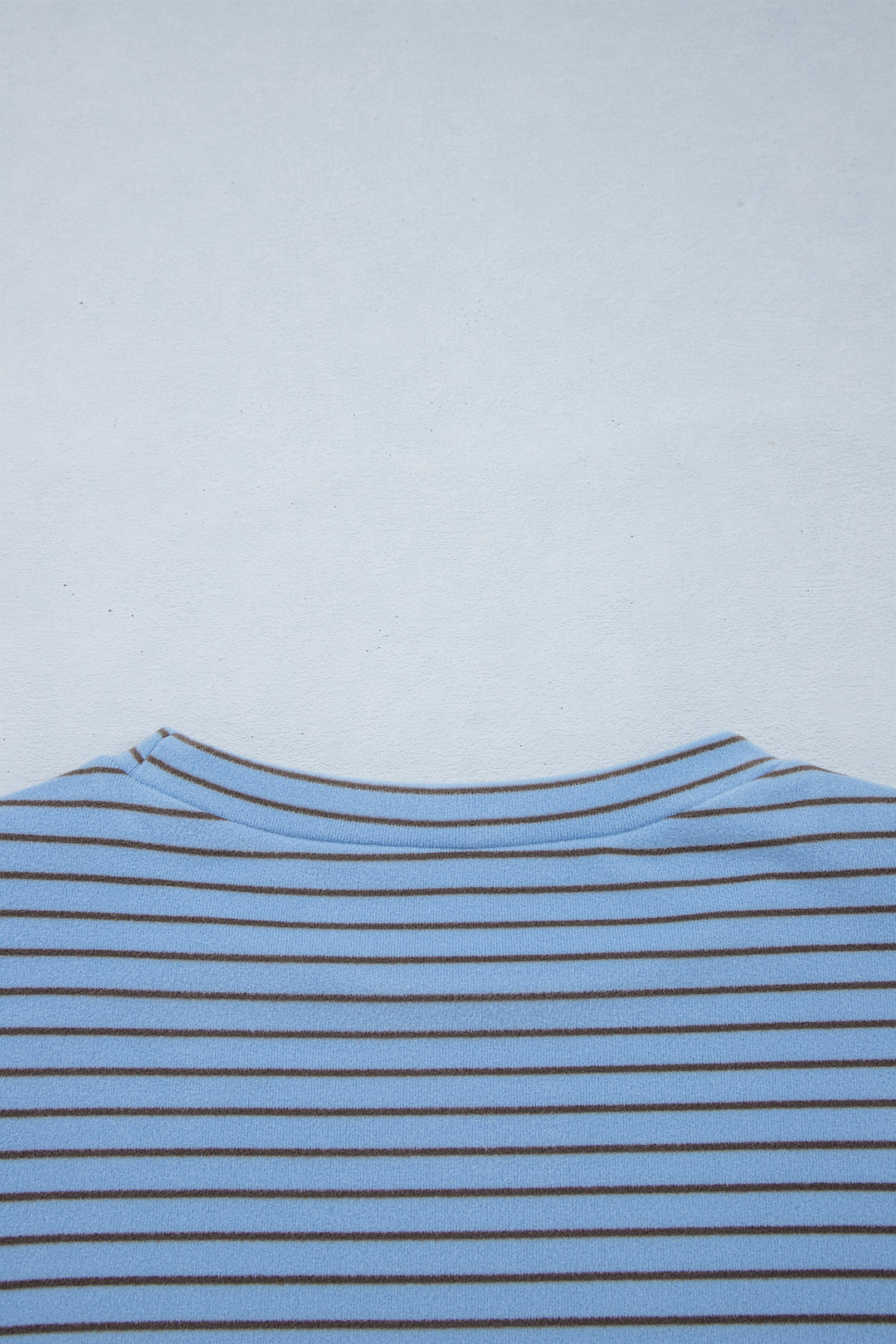 Sky Blue Stripe Color Block Contrast Long Sleeve Round Neck Casual Shift Pullover