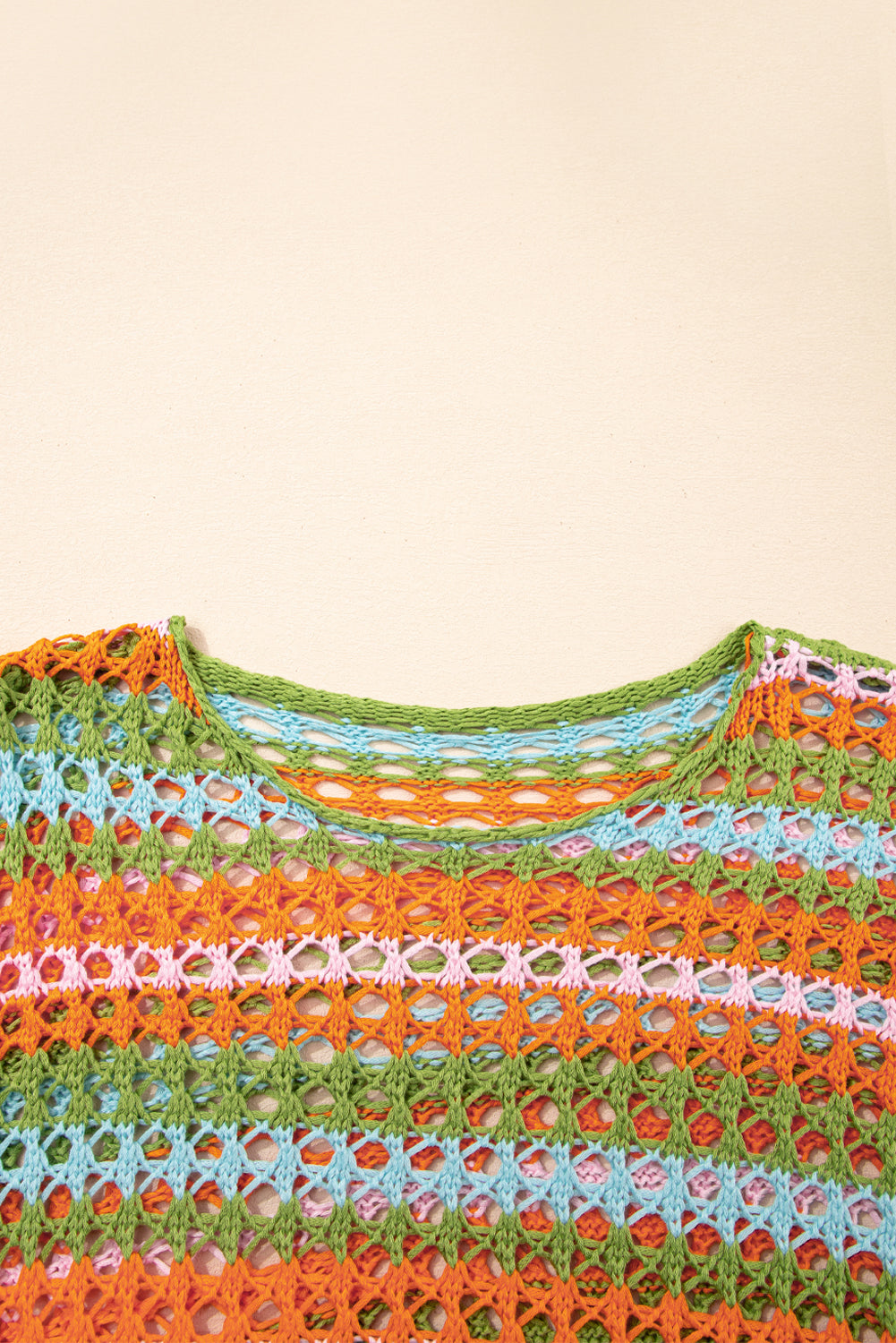 multi stripe open knit sweater beach cover up 1