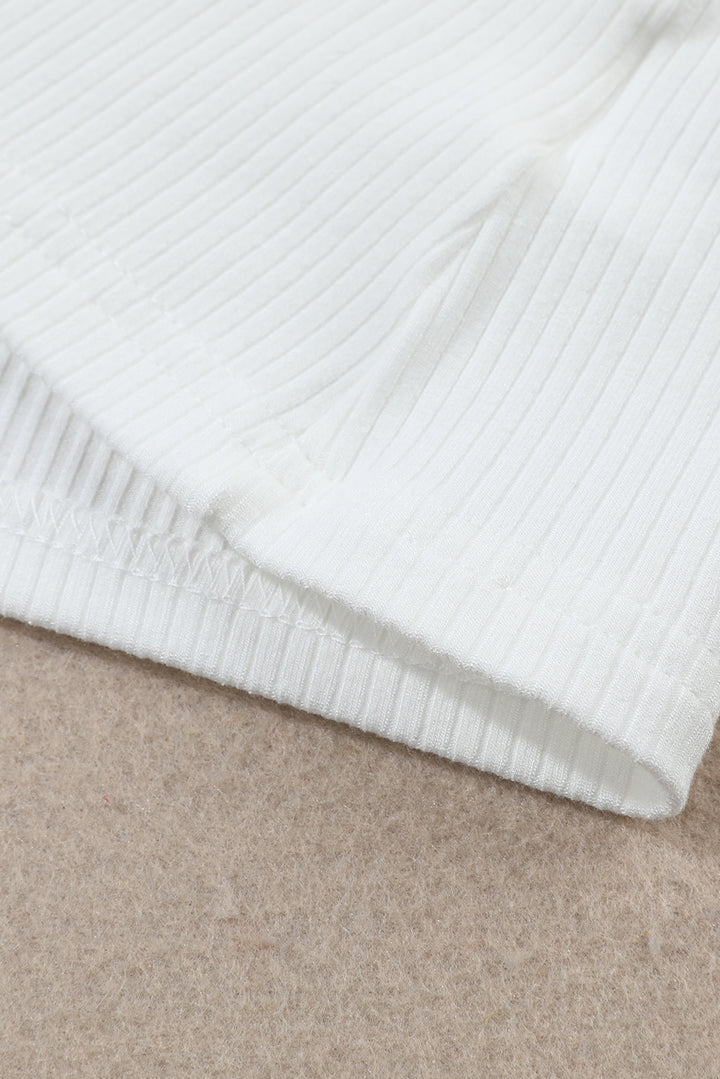 Ribbed Knit High Neck Long Sleeve Top