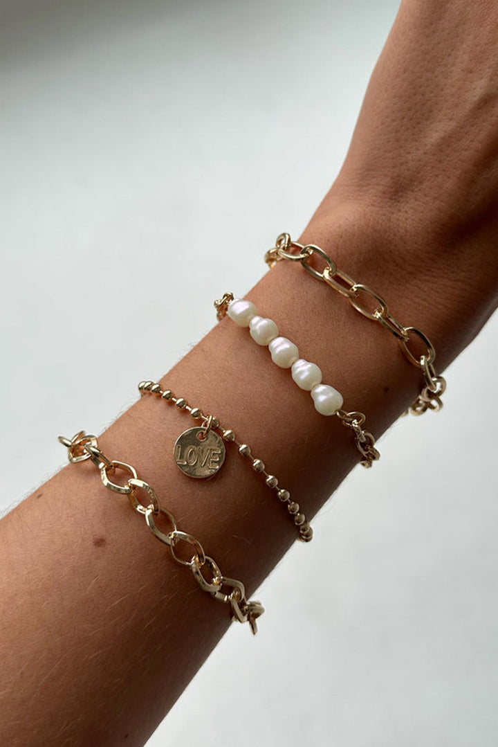 Pearl Plated Alloy Adjustable Chain Bracelet