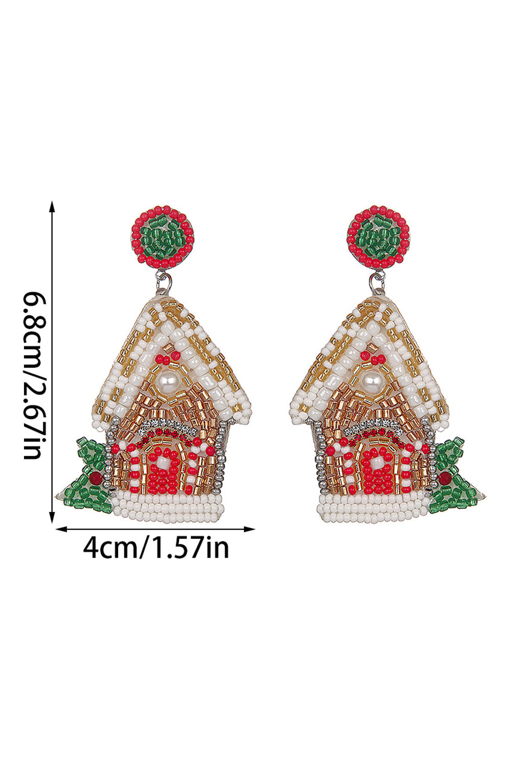 Weihnachtsstil Haus Perlen Ohrstecker Baumeln