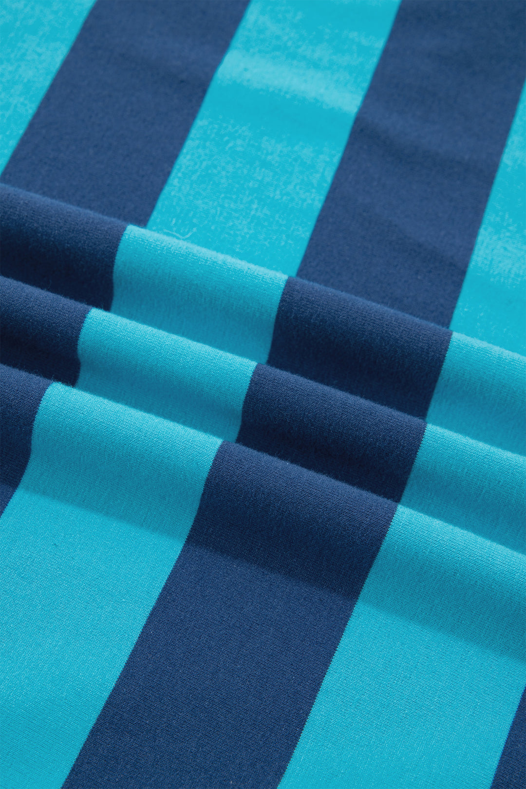 Blue Stripe Contrast Polo Collar Bracelet Sleeve Loose Top