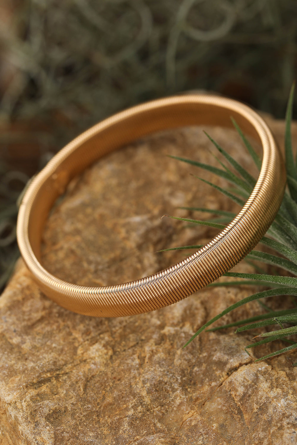 Stretchy Plated Metal Wide Bangle