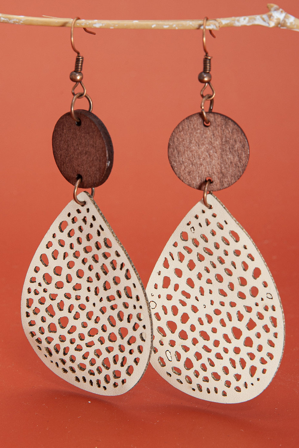 Colorblock Cut-Out Water Drop Hook Earrings