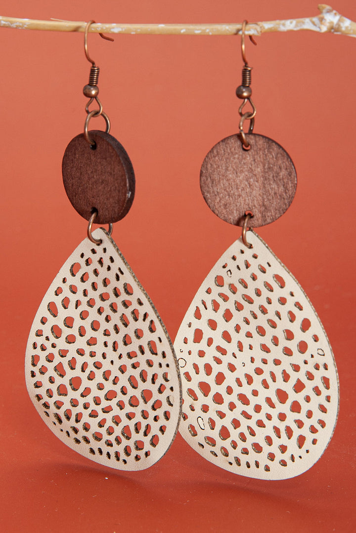 Colorblock Cut-Out Water Drop Hook Earrings