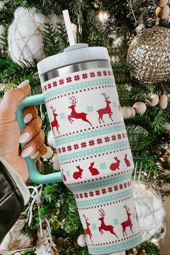 Gobelets en acier inoxydable avec poignée et imprimé de Noël, 1 134 ml