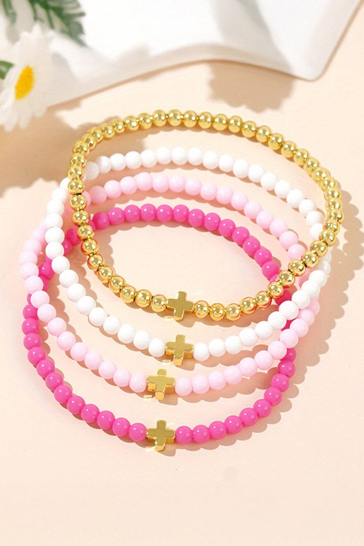 Ensemble de bracelets élastiques multicouches à perles croisées