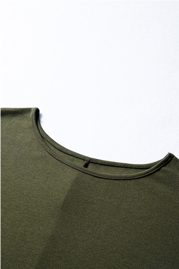 Four Leaf Clover Solid Color Extended Cuffs Long Sleeve Top