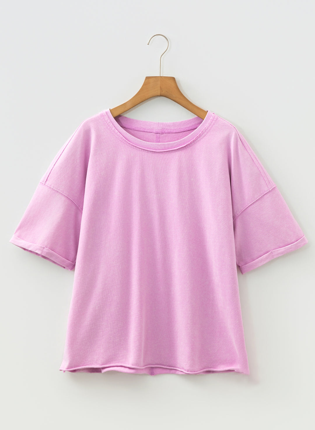 Mineral Wash Drop Shoulder Raw Edge Loose Tee