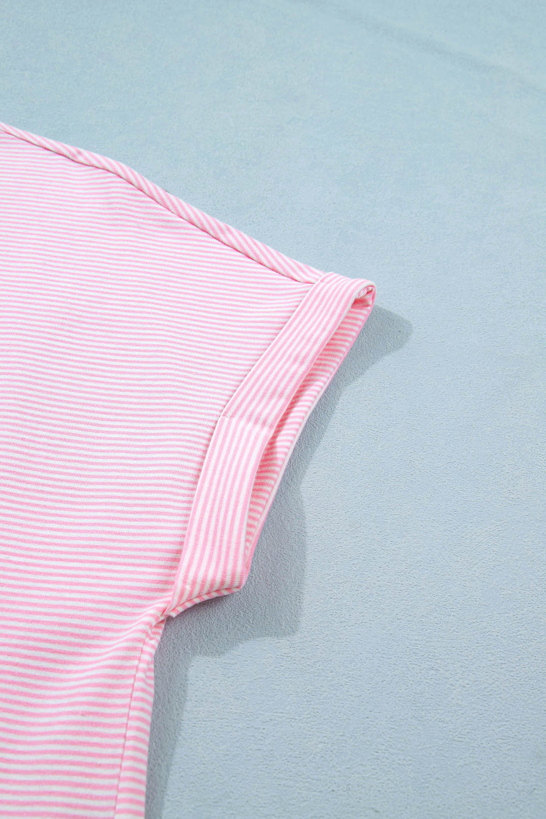 Pink Stripe Matching Oversized Tee and Drawstring Shorts Set