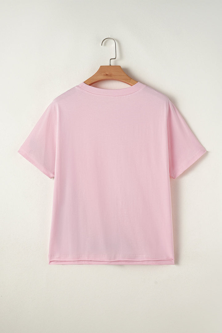 Color Block Patchwork Seamed Crewneck T Shirt