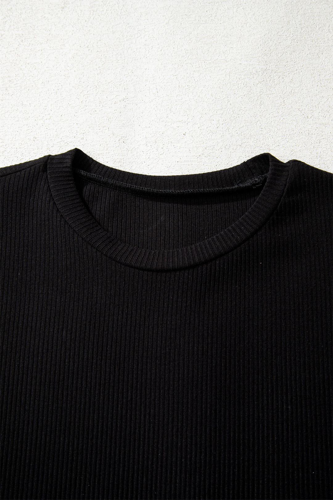 Dearlovers Black Ribbed Long Sleeve Crew Neck Solid Color Bodysuit