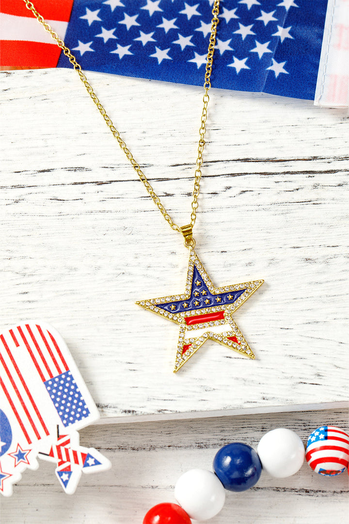 Collier étoile avec strass et drapeau américain