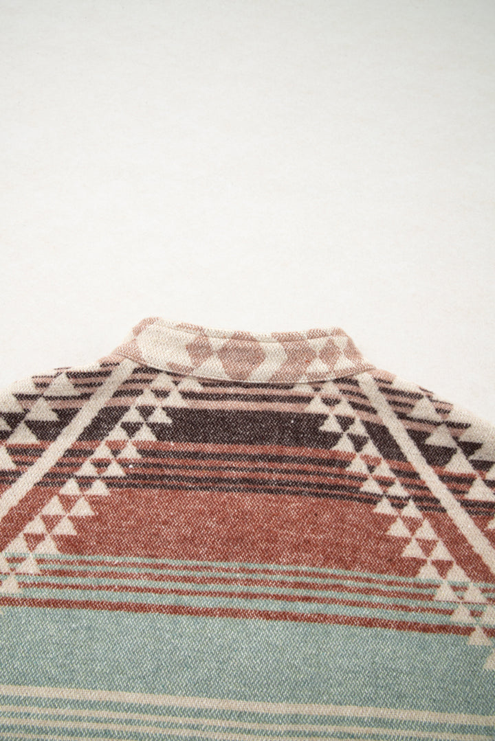 Light French Beige Aztec Quilted Patchwork Western Fashion Jacket