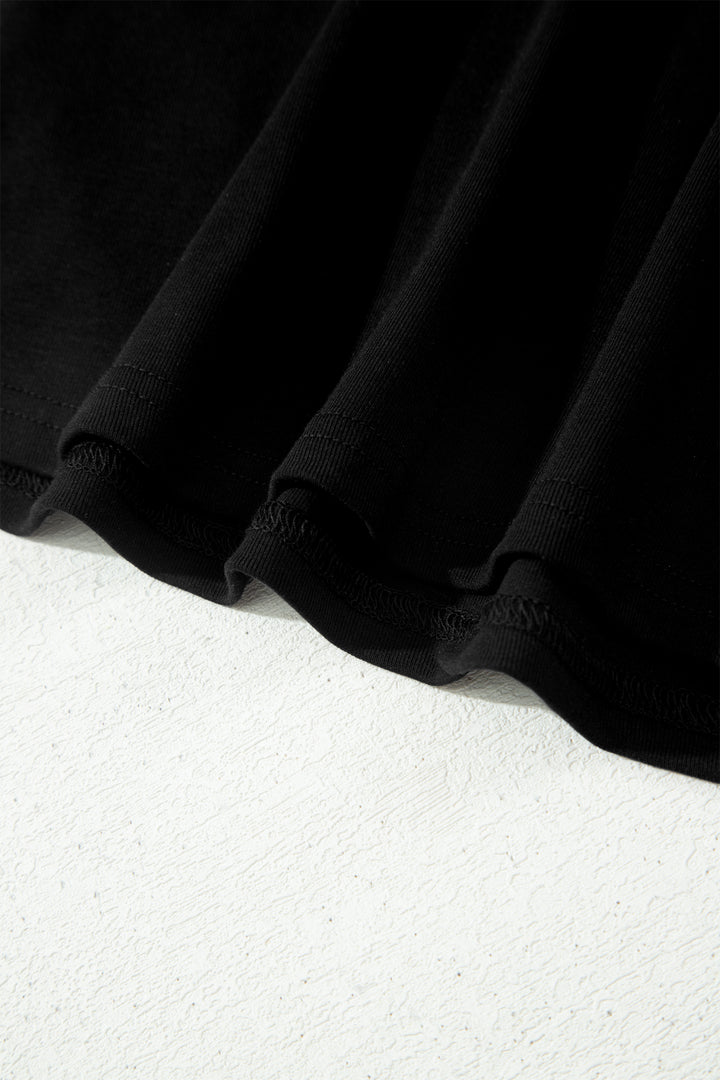 Black Color Block Drape V Neck Pleated Long Sleeve Top