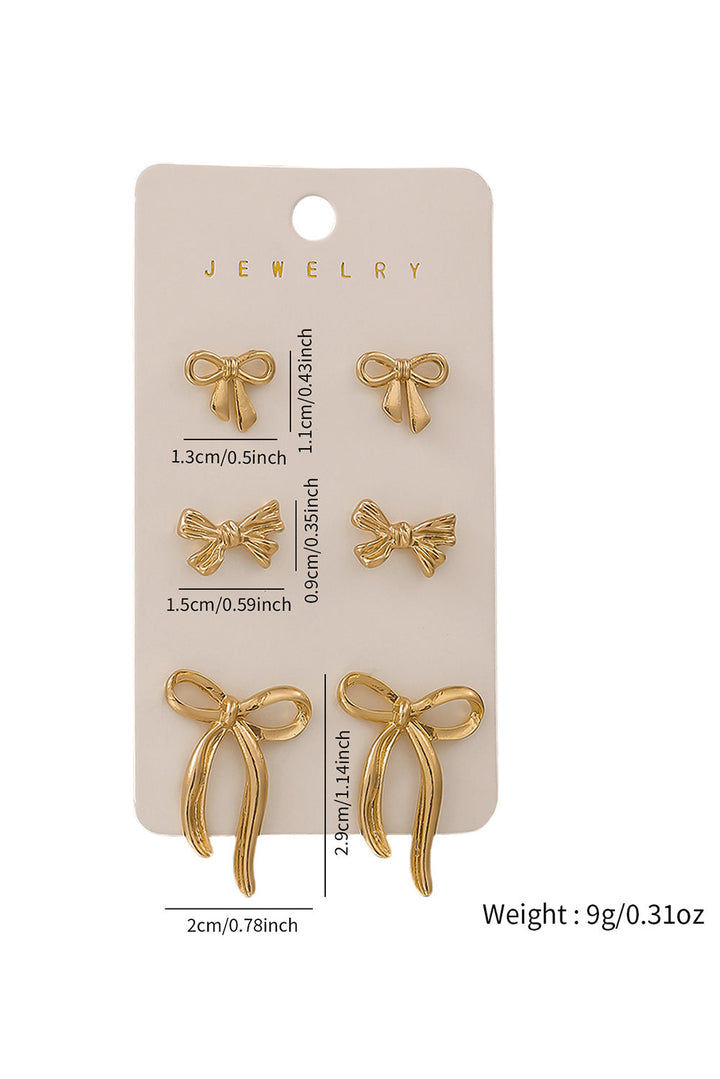 Plated Stainless Alloy Bow Earring Set